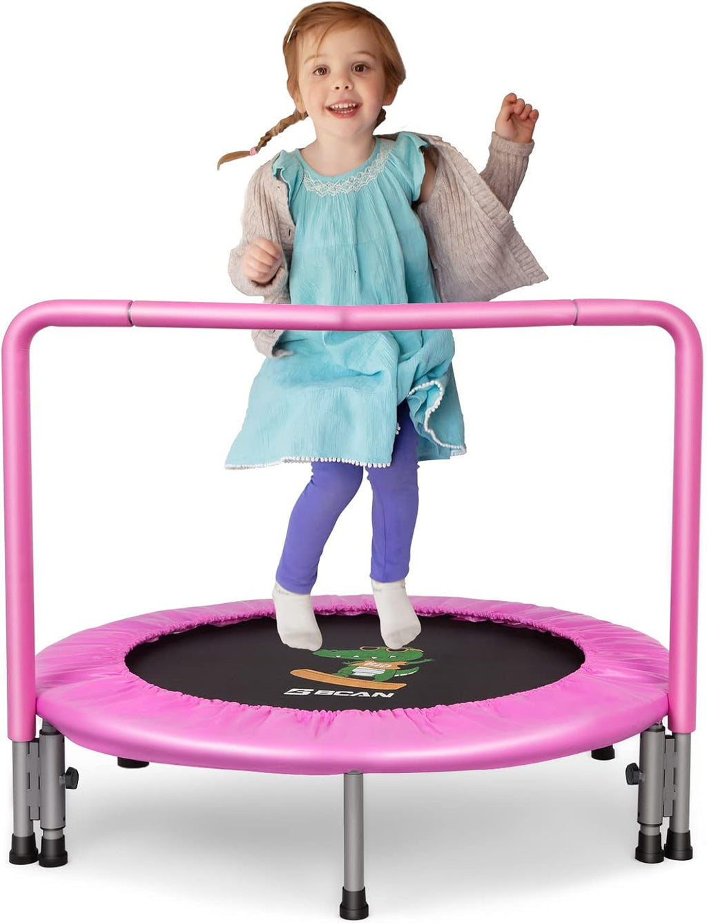 36'' Mini Folding Toddler Trampoline with Handle and Safety Padded Cover D2677