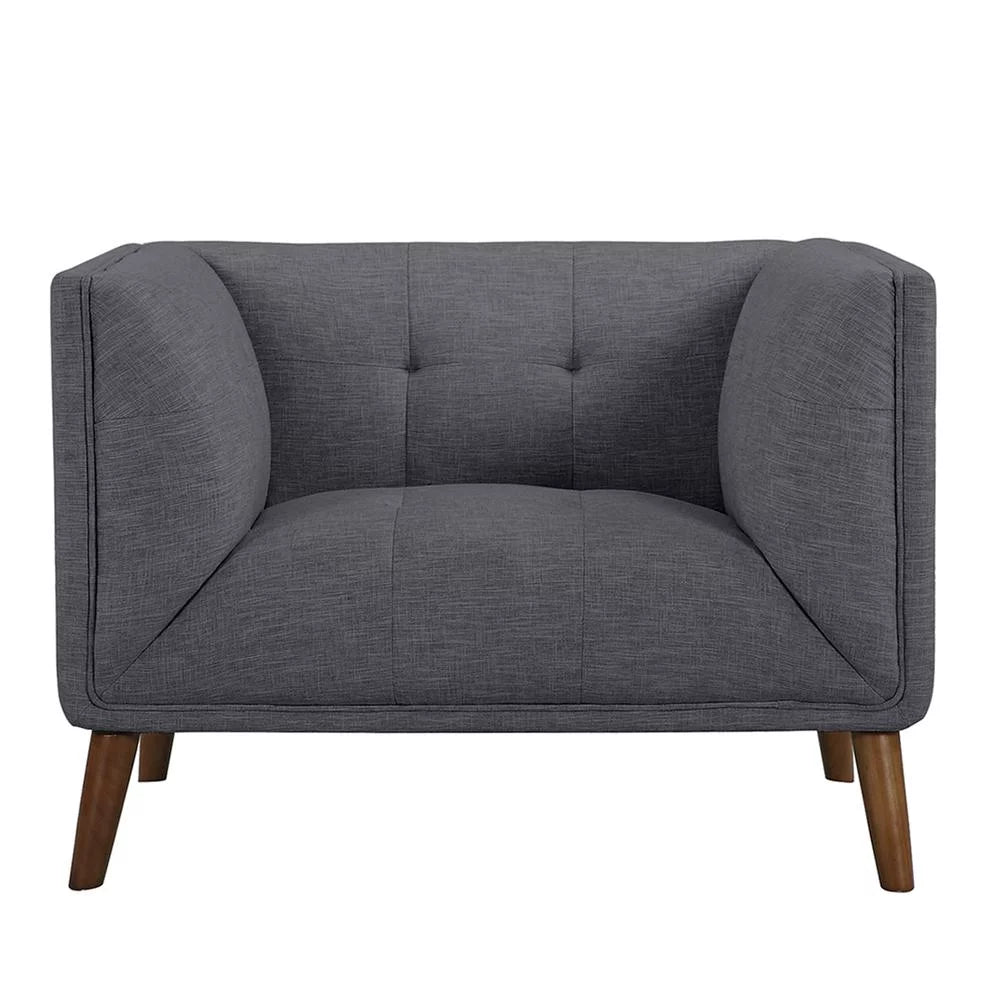 Gray Button-Tufted Linen Fabric Sofa Chair T60730
