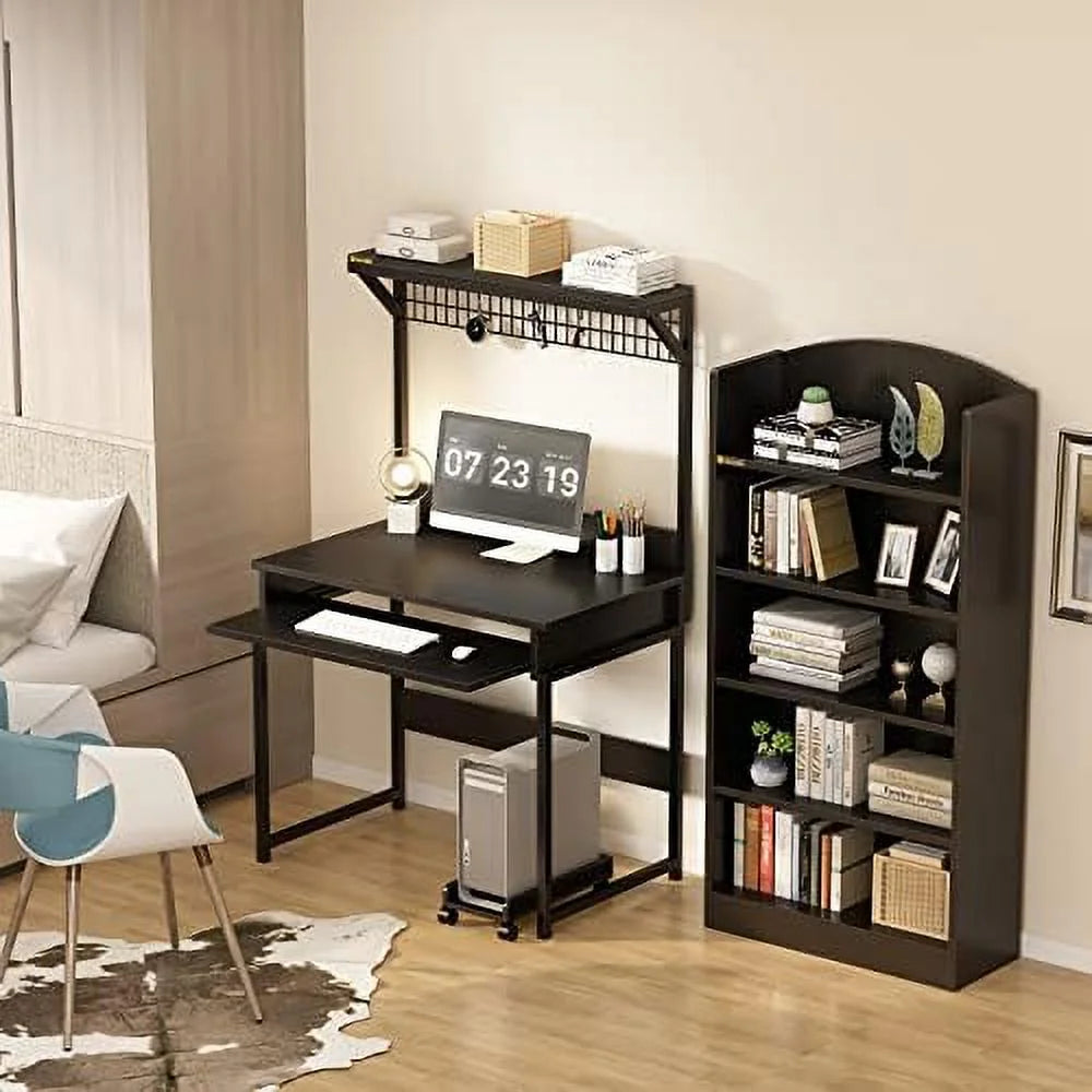 51 Inch Computer Desk with Metal Legs and Upper Shelves B4860
