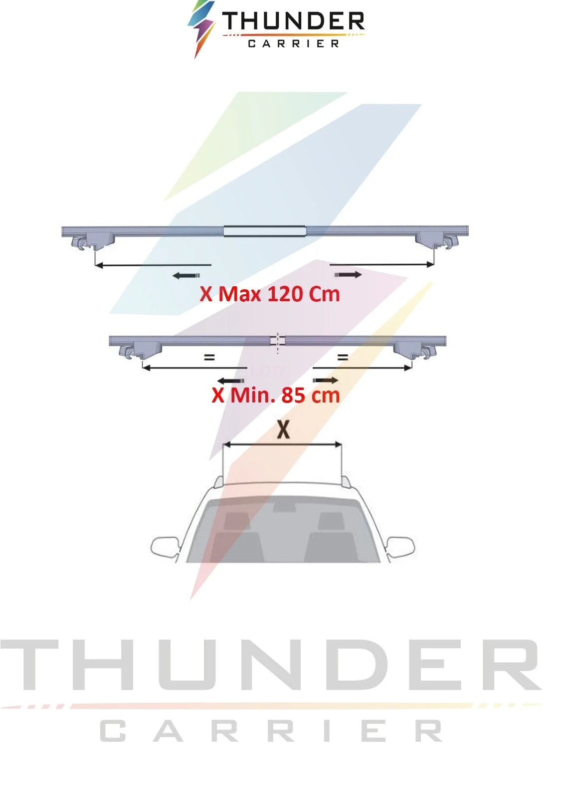 Silver Telescopic Roof Racks Cross Bars Luggage Carrier Set I5032