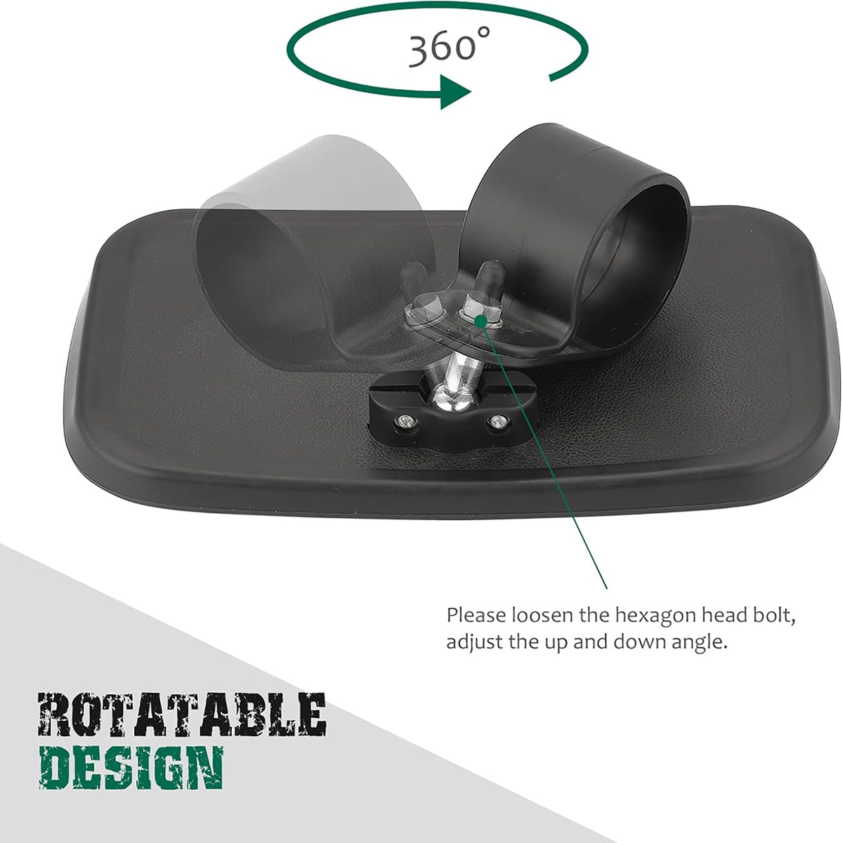 UTV Centre View & Side View Mirror for 1.5''-2'' Roll Cage Bar w/ Pair Grab Handle Set P5320
