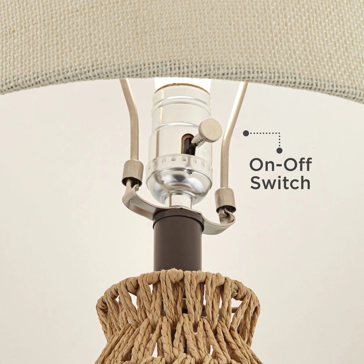 29" Tall Natural Rattan Wicker Table Lamp with Oatmeal Fabric Shade F141096