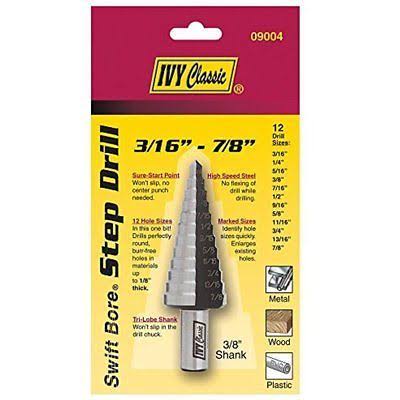 12-Hole Step Drill Bit, 3/16 - 7/8-Inch, 1/16-Inch Increments S333383
