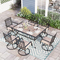 7 Piece Outdoor Patio Dining Set Swivel Chairs and Teak Wood Table P804321