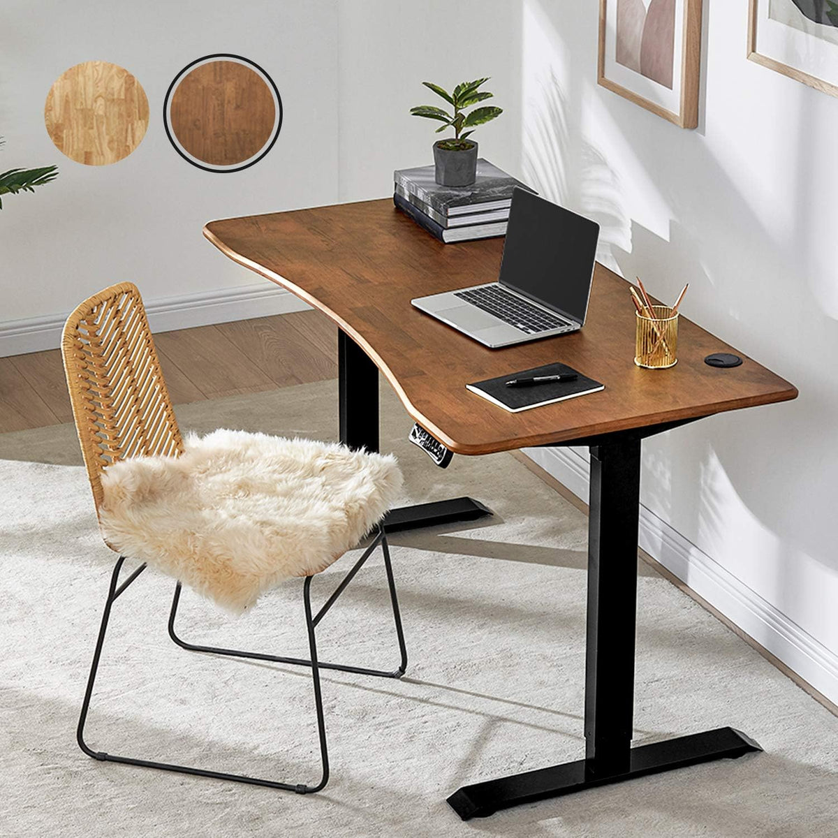 Solid Wood Electric Height Adjustable Standing Desk with 3 Adjustable Memory Setting G405286