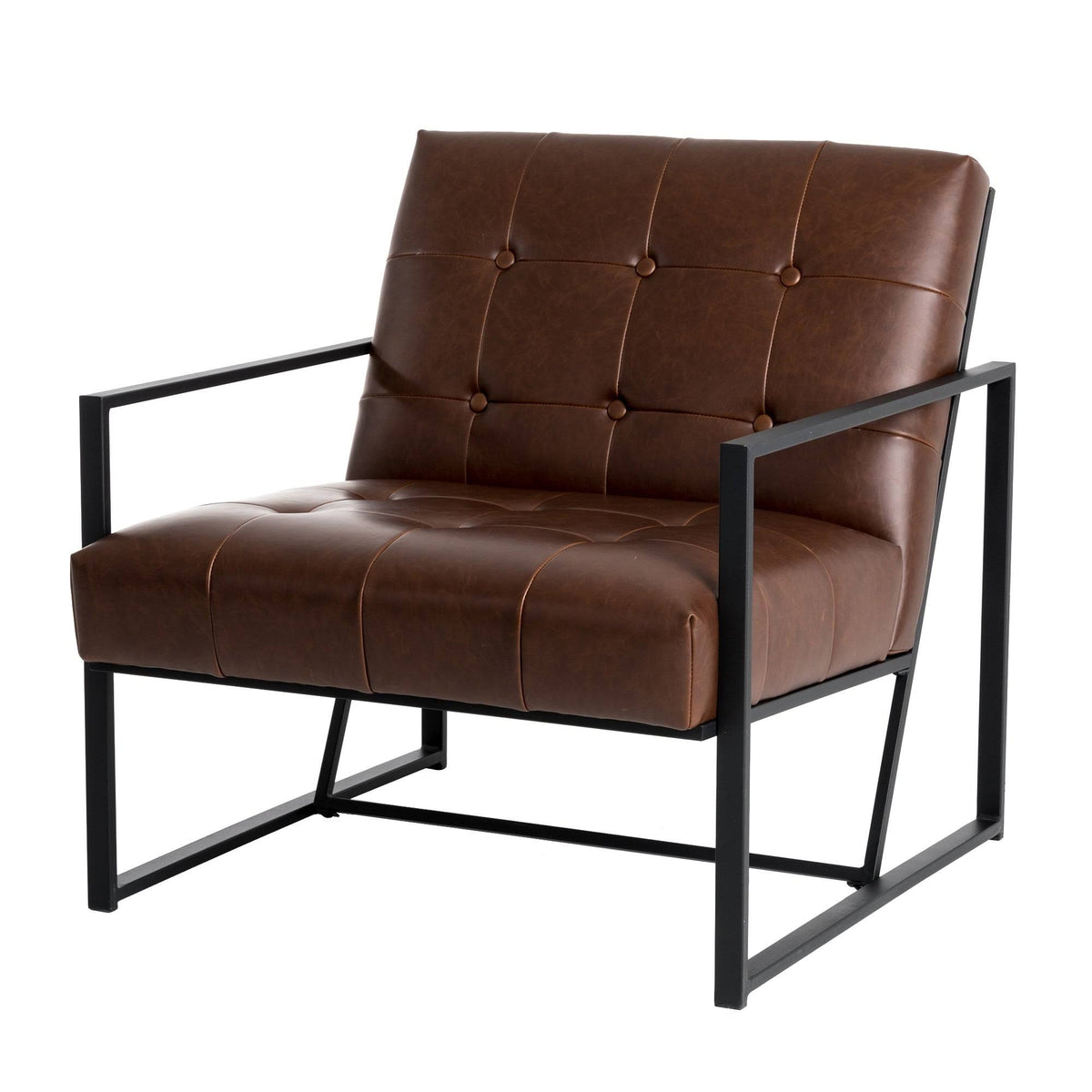 Black PU Leather Tufted Accent Chair S8523