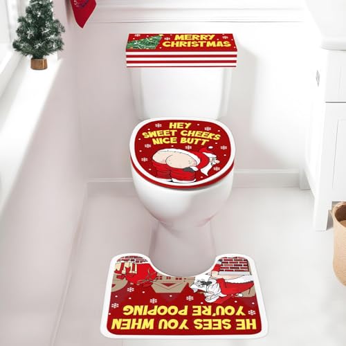 Set of 4 Toilet Seat Cover Sets with Lid Cover Rug Tank Cover F300