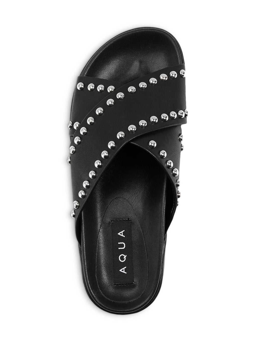 Black Cushioned Studded Round Toe Platform Slip On Slide Sandals Shoes G951942