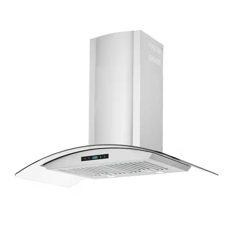36 in. 500CFM Convertible Glass Wall Mount Range Hood in Stainless Steel with Charcoal Filters and LED Lighting Y23947