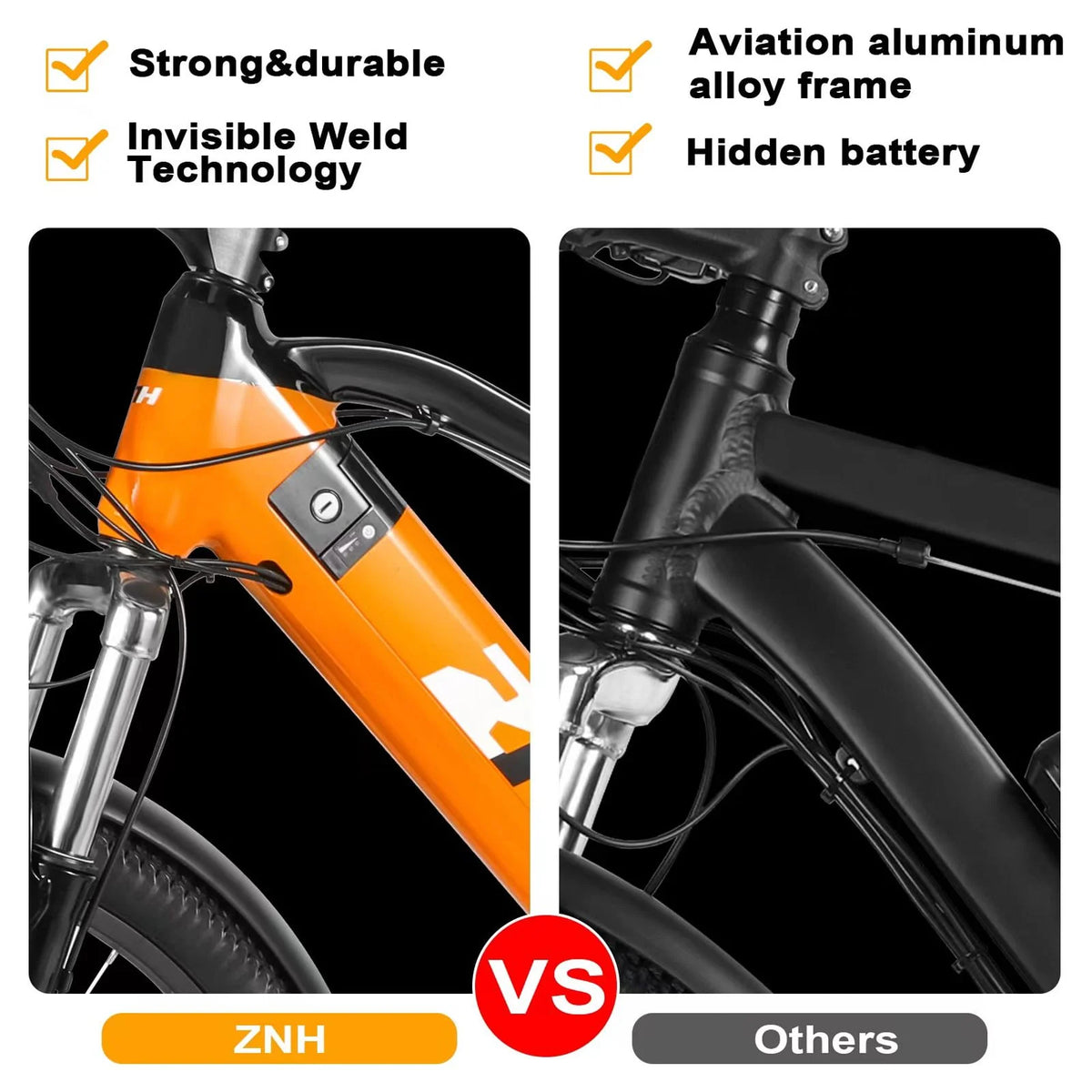 Electric Bike 26 350W Mountain Bicycle 36V 10Ah Removable Battery 21-Speed Orange L65155