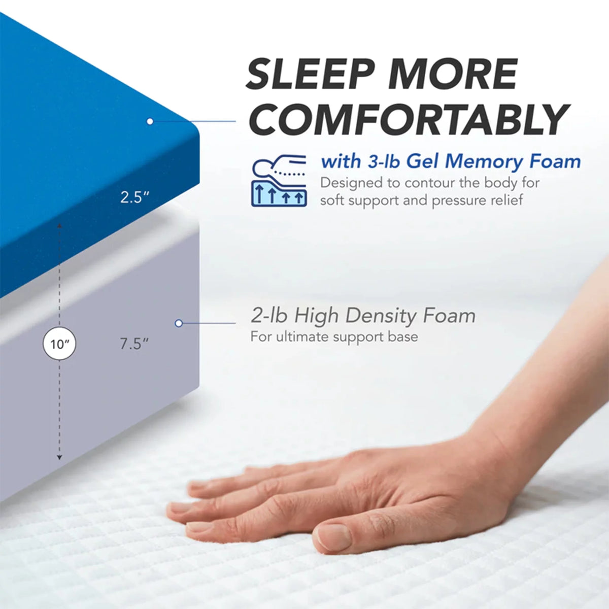 10-Inch Gel Memory Foam RV Mattress, Short King Size Z383