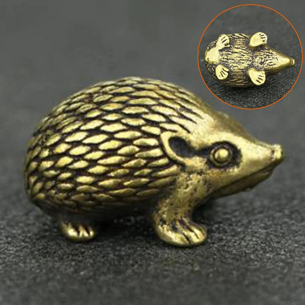 Vintage Brass Hedgehog Statue Ornaments E7280
