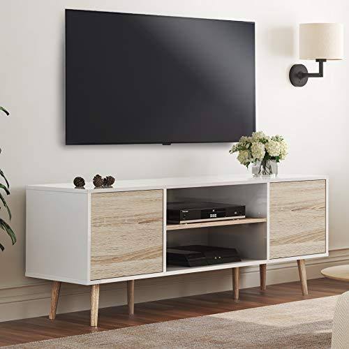 Mid-Century Modern Wood TV Stand with Storage U99936