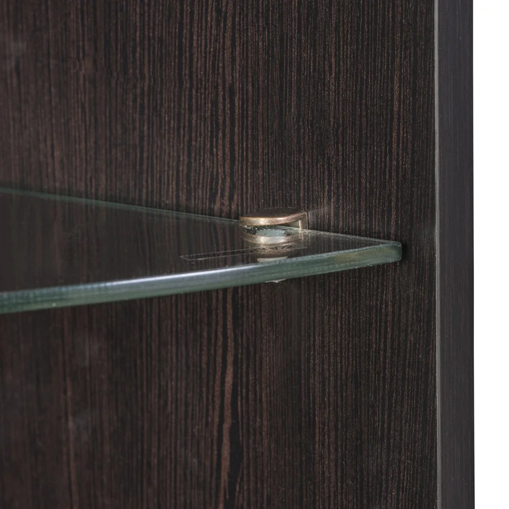 Black Corner Bar with Built-in Wine Rack and Lower Cabinet L9439