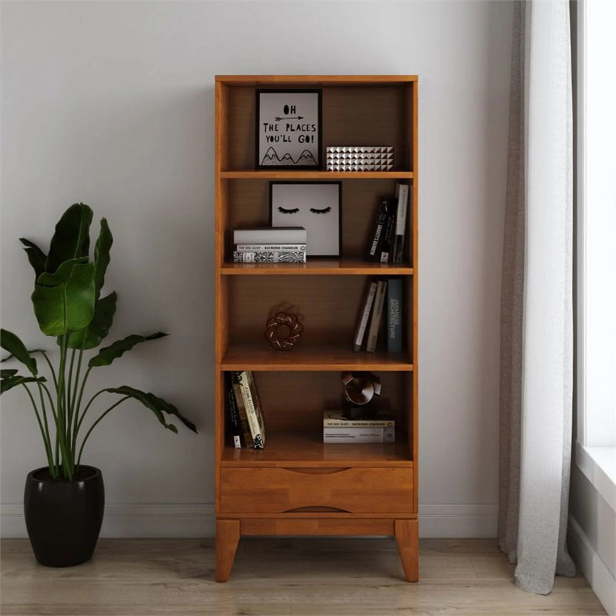Teak Brown 60" x 24" Modern Bookcase Y8770