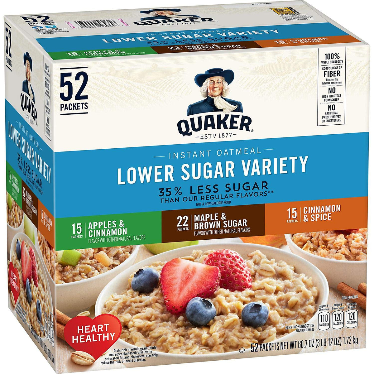 Lower Sugar Instant Oatmeal Variety Pack 52 pk. L828