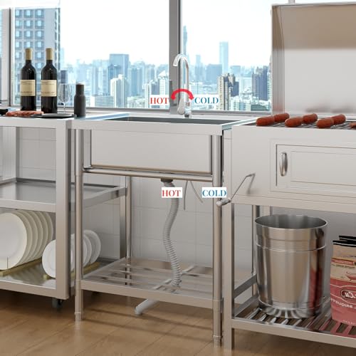 Stainless Steel Free-Standing Utility Sink, Single Bowl, 24x20x41 in R236923