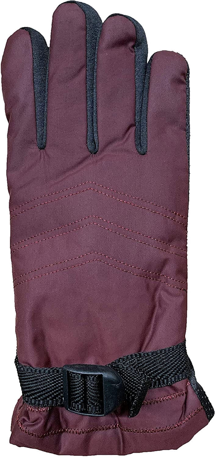 Winter Ski Gloves Fleece Lined Adjustable Strap Water Resistant W7796