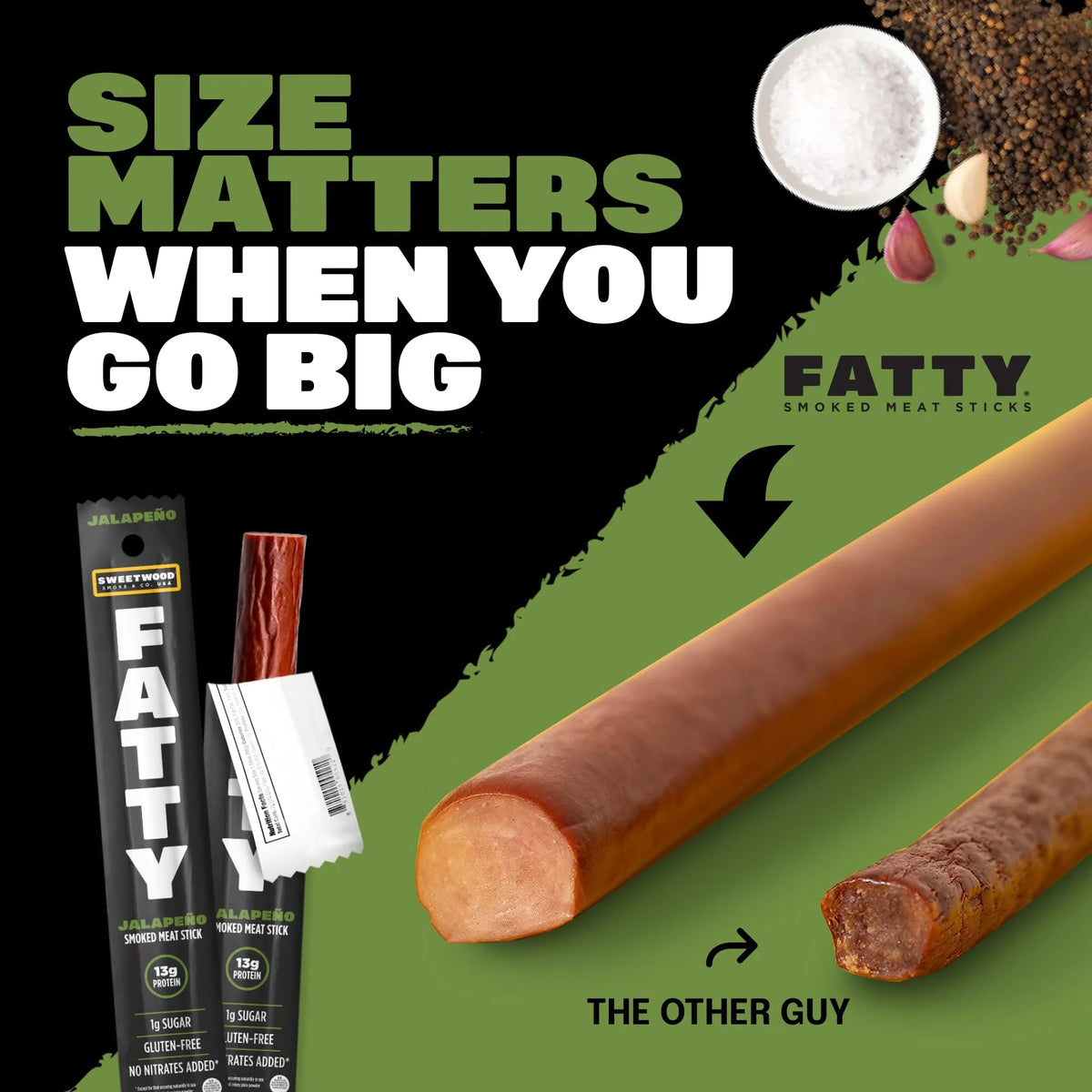 Grass-Fed Beef High Protein Meat Sticks Jalapeno 2 Ounce (Pack of 20) N154841