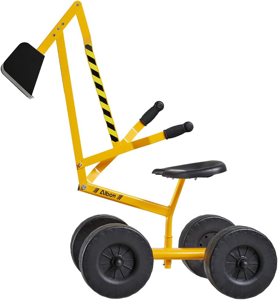 Ride On Excavator Crane Toy with Wheels, 360° Rotation Seat, Metal Digger T844