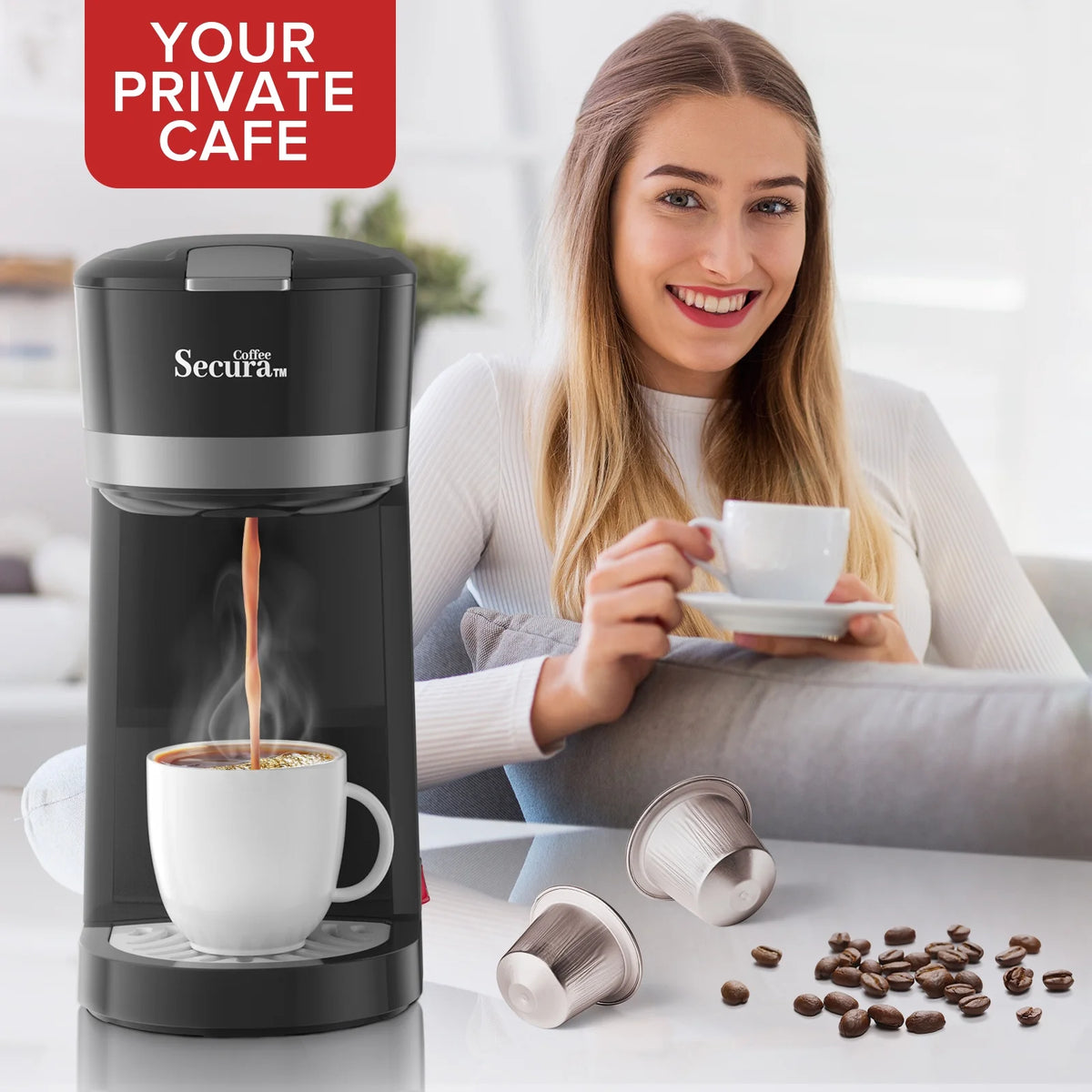 Single Serve Coffee Maker 12 Oz. Stainless Steel X534