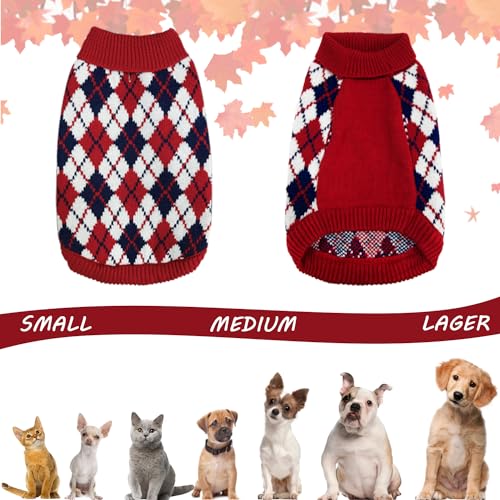 Red Argyle Knit Dog Sweater G4710