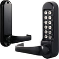 Mechanical Push Button Keypad Lock, 2 3/8 Backset Latch, Satin Chrome Stainless U454393