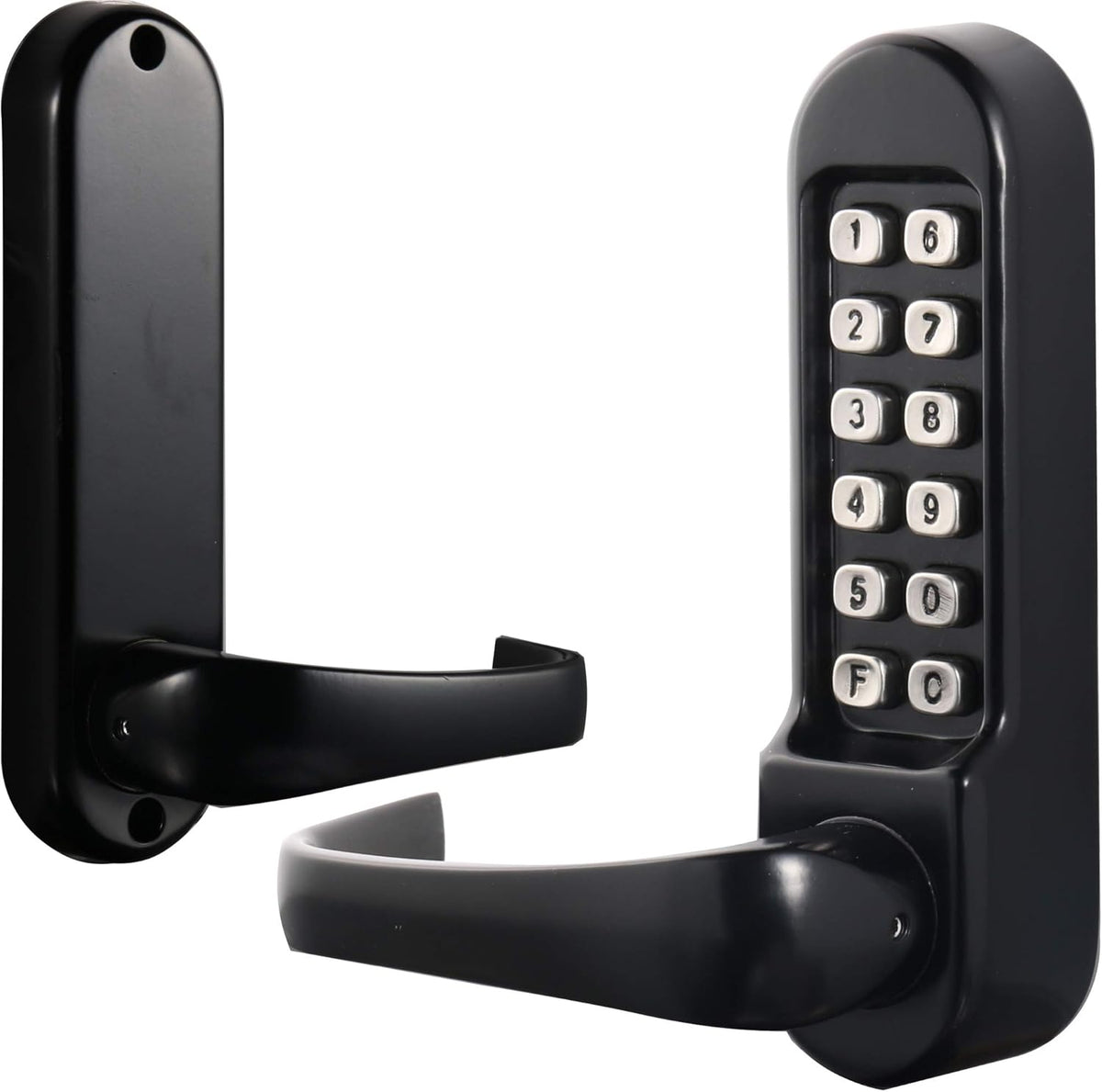 Mechanical Push Button Keypad Lock, 2 3/8 Backset Latch, Satin Chrome Stainless U454393