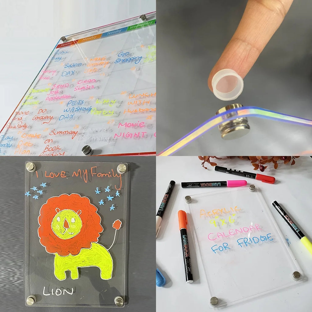 3 Pcs Acrylic Dry Erase Board Set with Magnetic Calendars J32601
