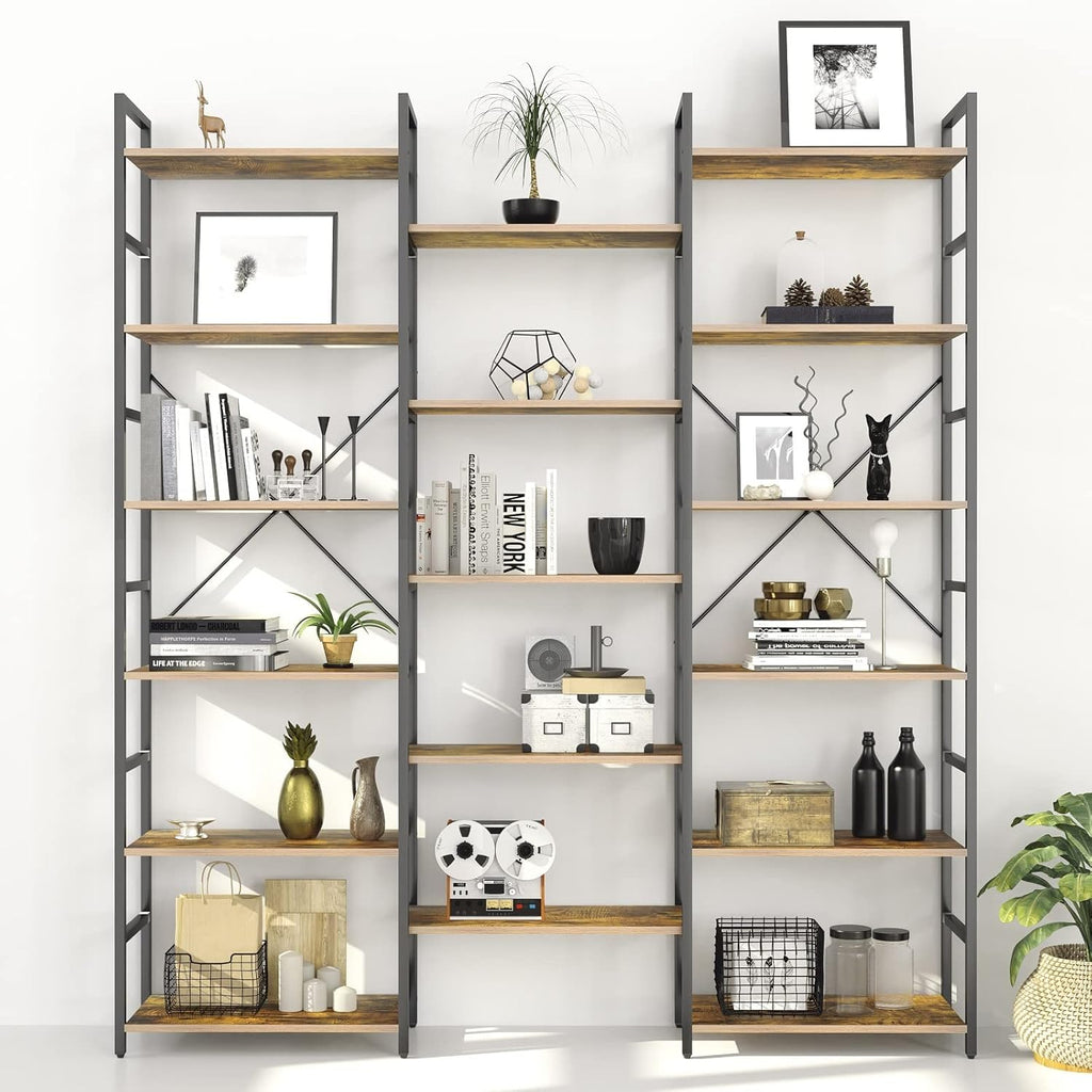 Rustic Brown 6-Shelf Bookcase R4427