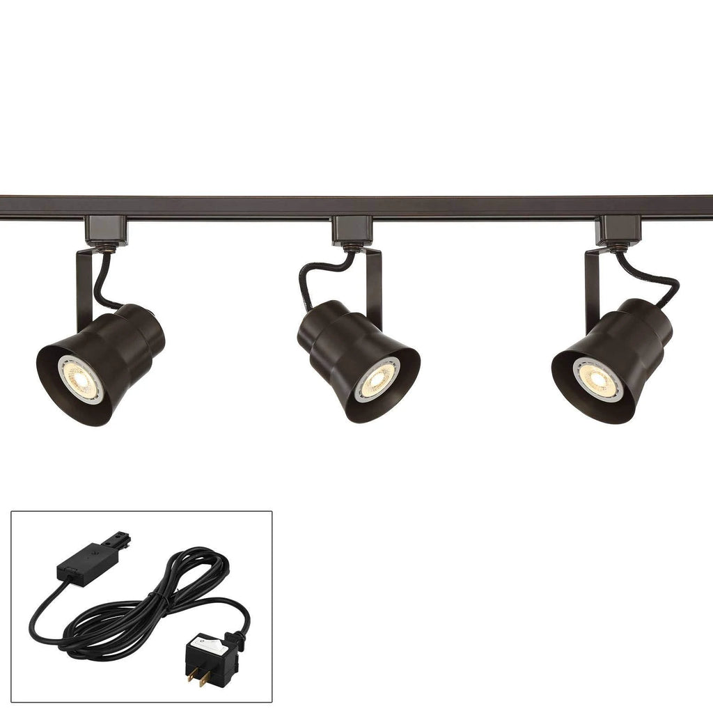 Bronze 3-Light LED Track Kit with Cord and Plug Connector Y9249