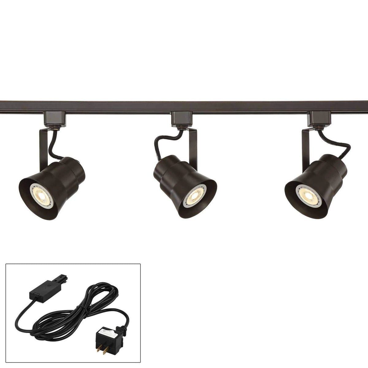 Bronze 3-Light LED Track Kit with Cord and Plug Connector Y9249