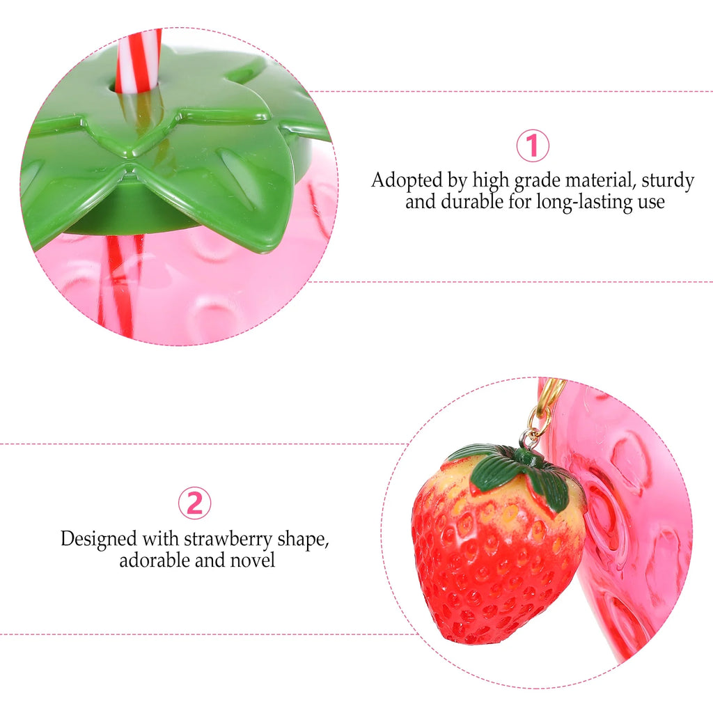 Disposable Strawberry Shape Water Bottle with 2 Straws C4198