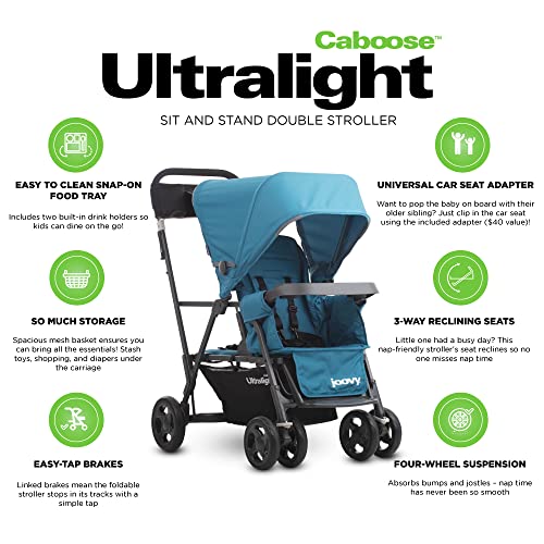 Black Double Stroller with Rear Bench and Standing Platform P417