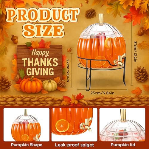 1.3 Gallon Pumpkin Shaped Plastic Drink Dispenser with Spigot B134