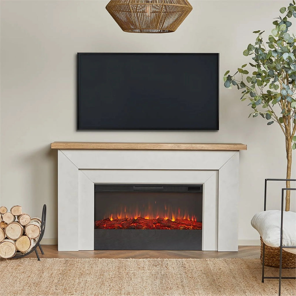 68" Wood Electric Fireplace in Venetian Gray Q270