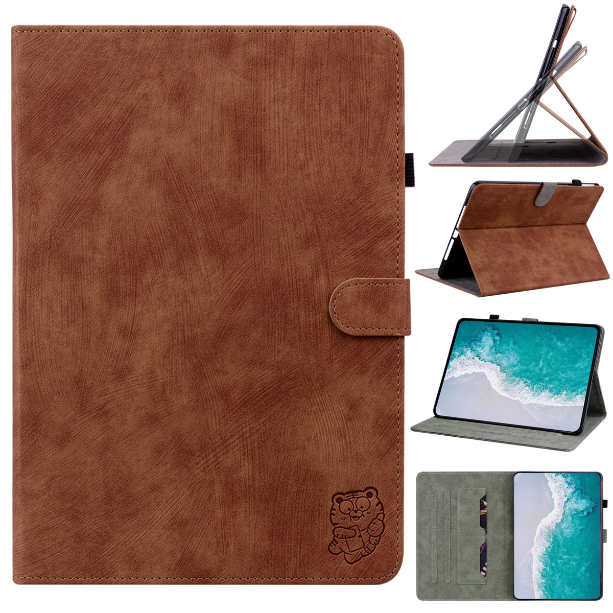 Brown Magnetic Leather Folio Case for 10.9 Inch iPad M856