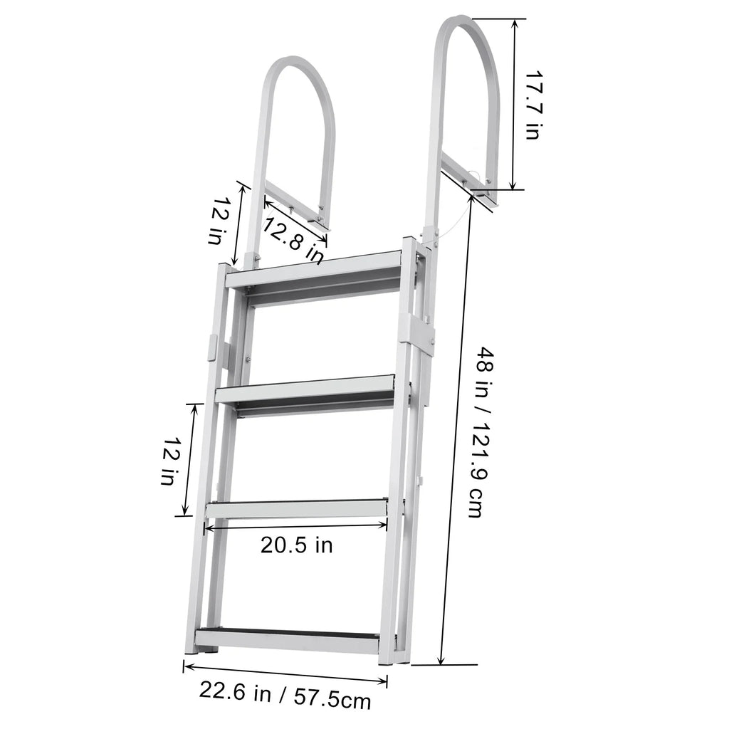 Aluminum Dock Ladder 55.1-67.1in Height Adjustable 4 Step G961485