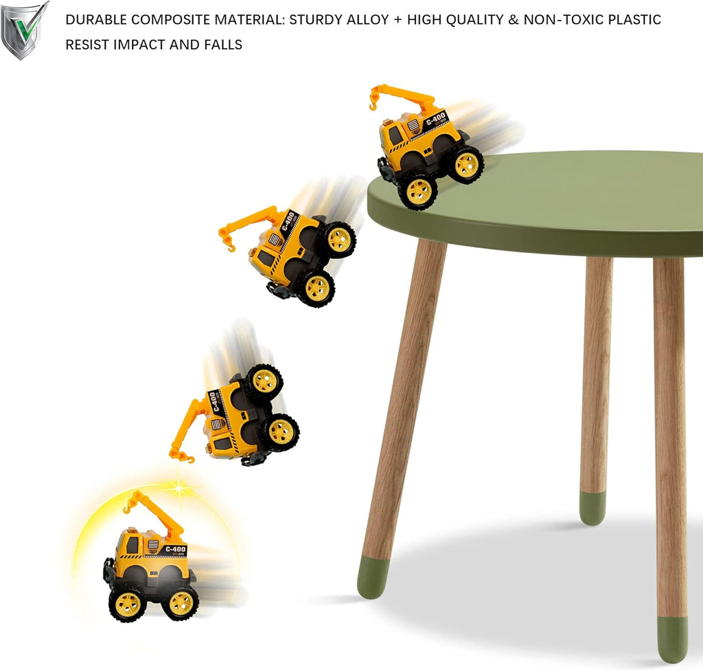 Diecast Toy Trucks Excavator Bulldozer Dump Crane Pack of 2 O714