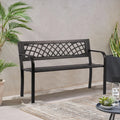 Weatherproof Heavy-Duty Metal Bench with Armrests & Backrest 400lbs Weight Capacity Black C338