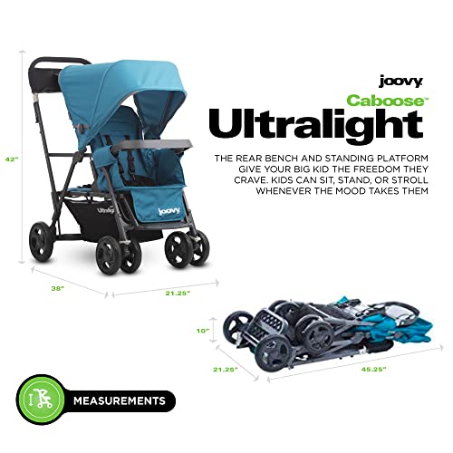 Black Double Stroller with Rear Bench and Standing Platform P417