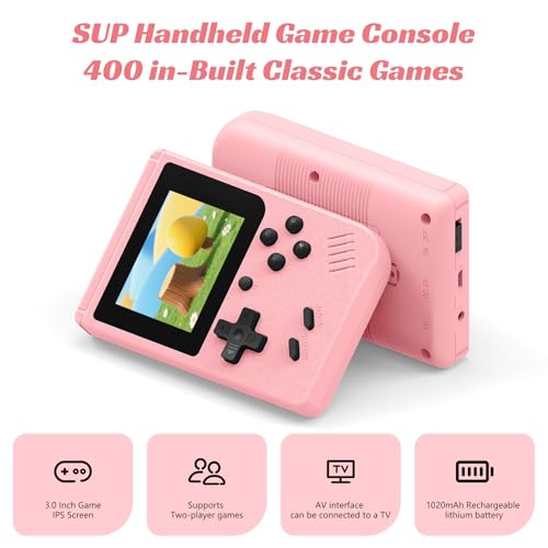 Gray Retro Handheld Games Console with 400 Video Games and 3.0 Inch IPS Screen E834