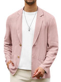 Mens Casual Linen Blazer Suit Jacket Two Button Slim Fit Lightweight Sport Coats F464105
