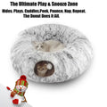 Grey Plush Cat Tunnel with Cat Bed D68069