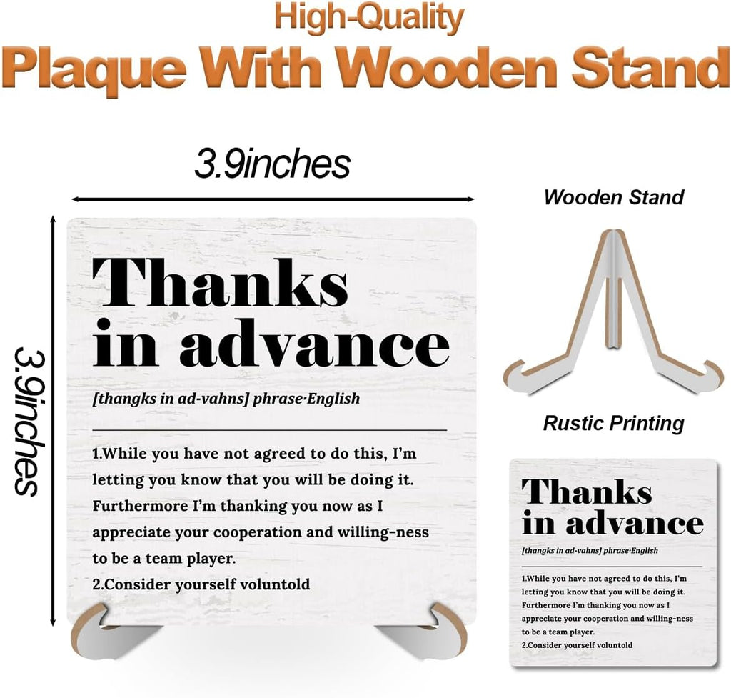 Wood Sign Desk Decor with Wooden Stand V62290