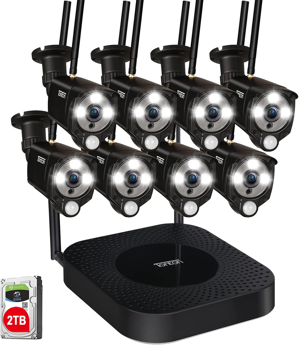 8CH 5MP NVR Security Camera System with 2TB HDD and 8PCS 3MP Outdoor Bullet Cameras O37267