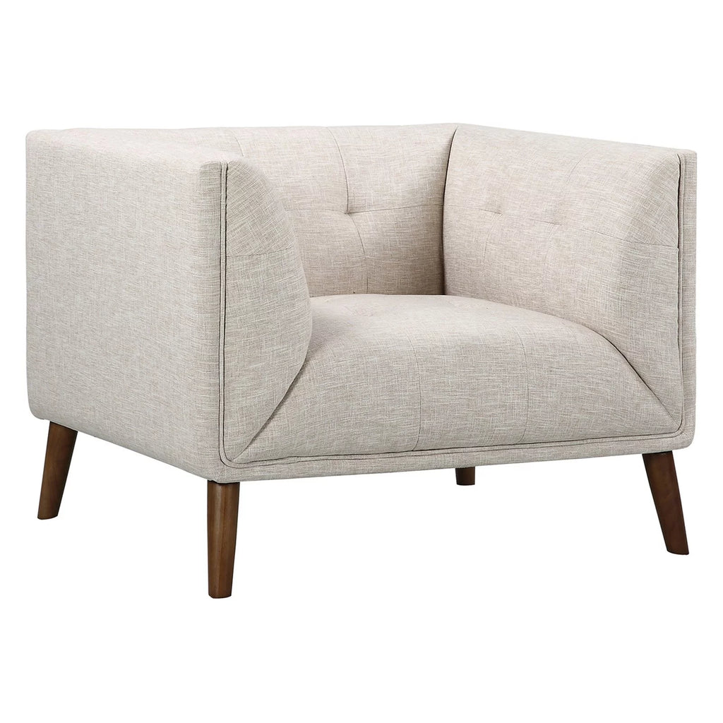 Gray Button-Tufted Linen Fabric Sofa Chair T60730