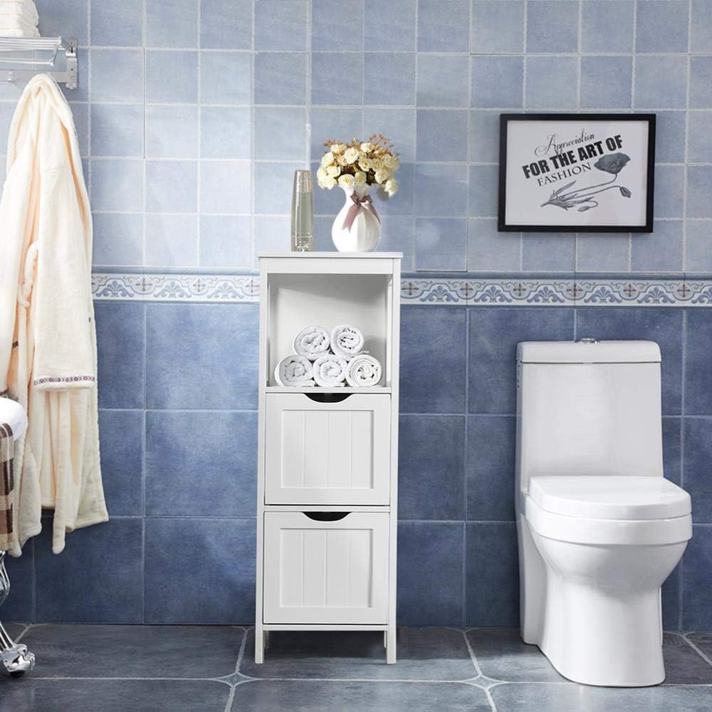 White 2 Drawer Wood Floor Cabinet N90923