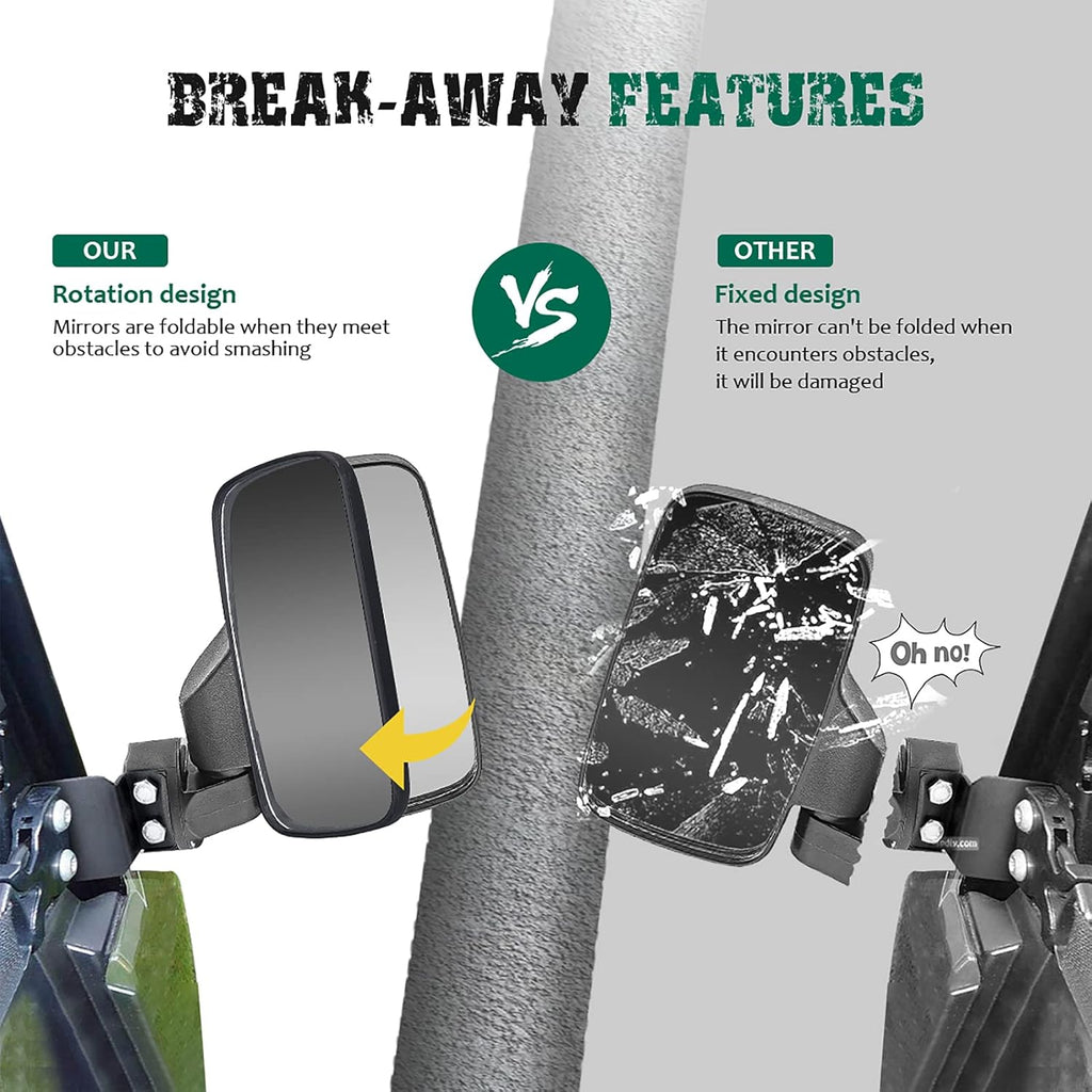 UTV Centre View & Side View Mirror for 1.5''-2'' Roll Cage Bar w/ Pair Grab Handle Set P5320