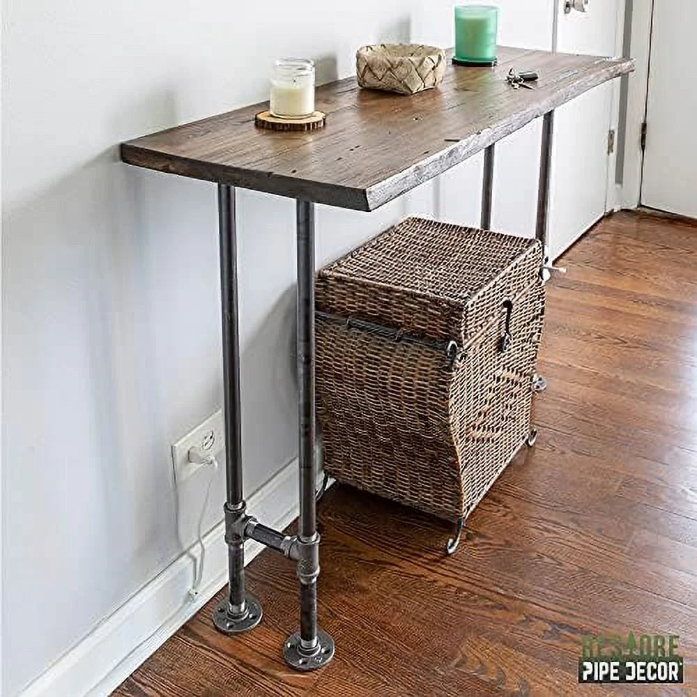 Live Edge Wood Console Table with Industrial Pipe Legs C999